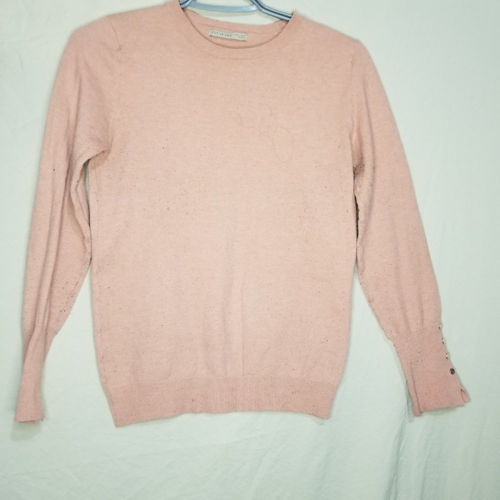 ACTIVE USA Top LS Studded Cuffs Pink S